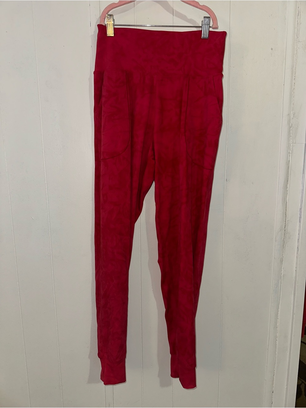 Dark pink Oalka Women's Joggers High Waist Yoga Pockets Sweatpants